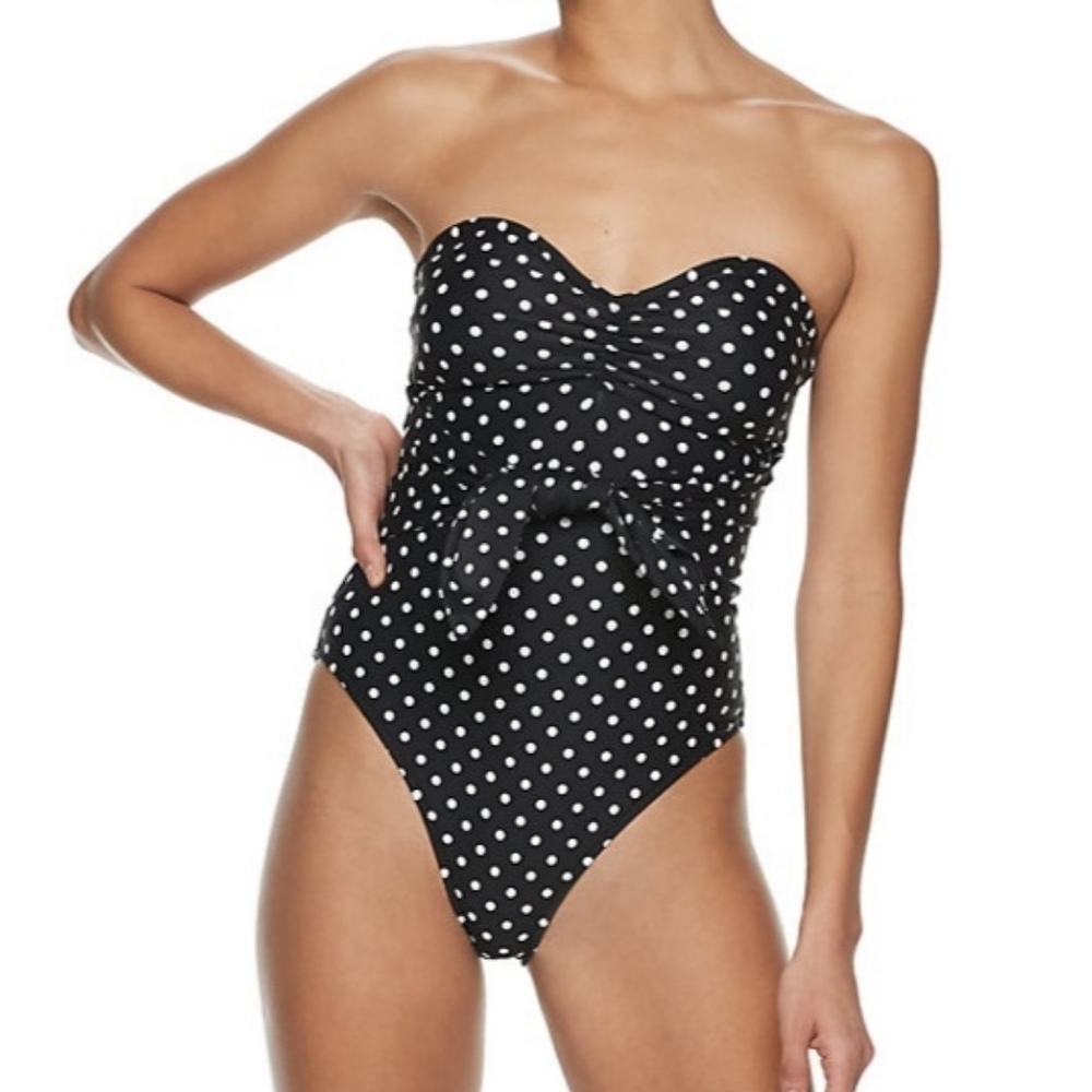 WeWoreWhat Bandeau Tie-Front One-Piece Swimsuit